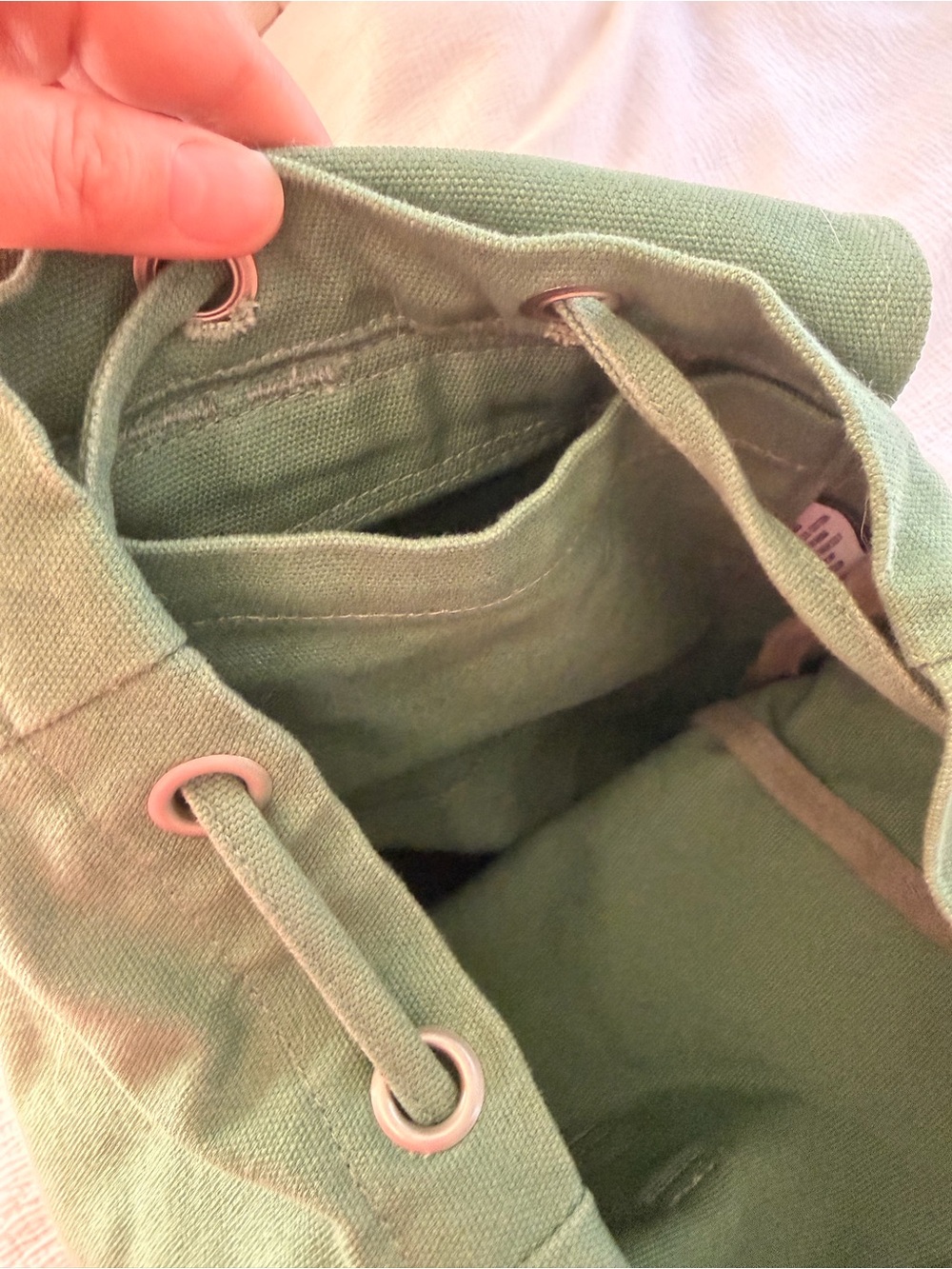 Green BAGGU Canvas Drawstring Backpack - Picture 4 of 8